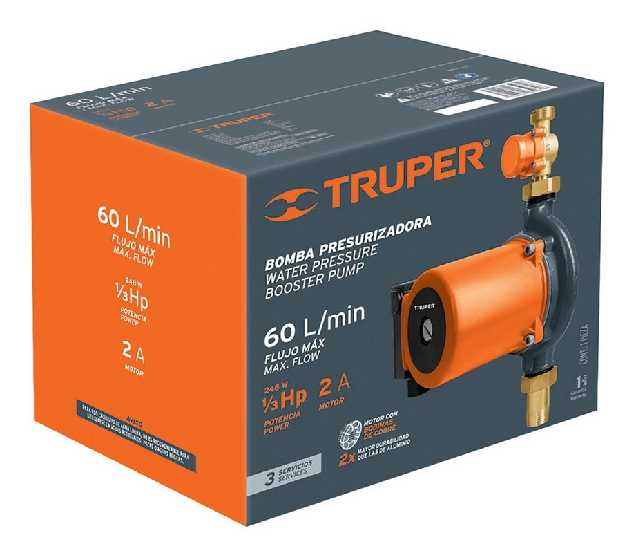 BOMBA P/AGUA 1/3-HP TRUPER C/PRESURIZADOR 14637