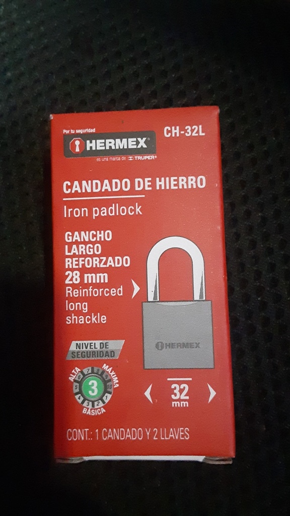 CANDADO D/HIERRO CUELLO LARGO 32MM 43793