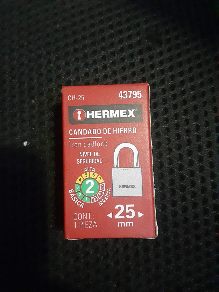 CANDADO HERMEX # 25 CUELLO CORTO 43795