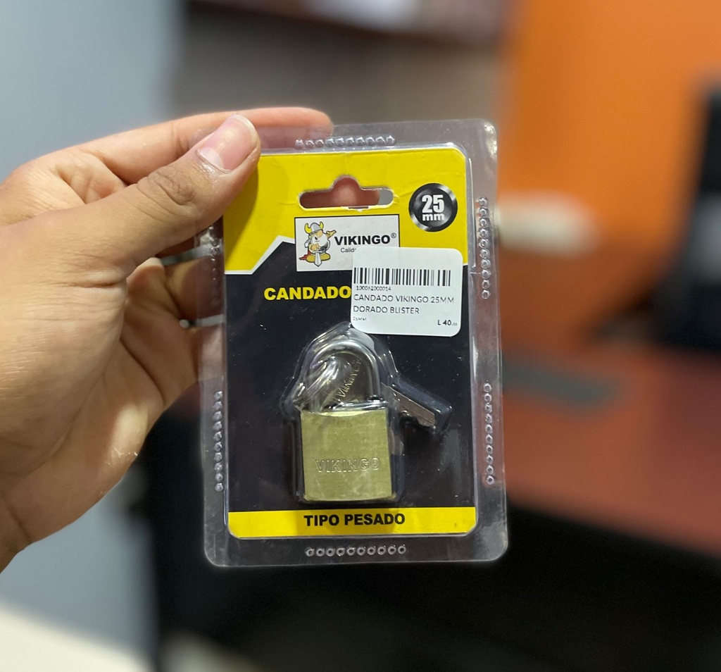 CANDADO VIKINGO 25MM DORADO BLISTER