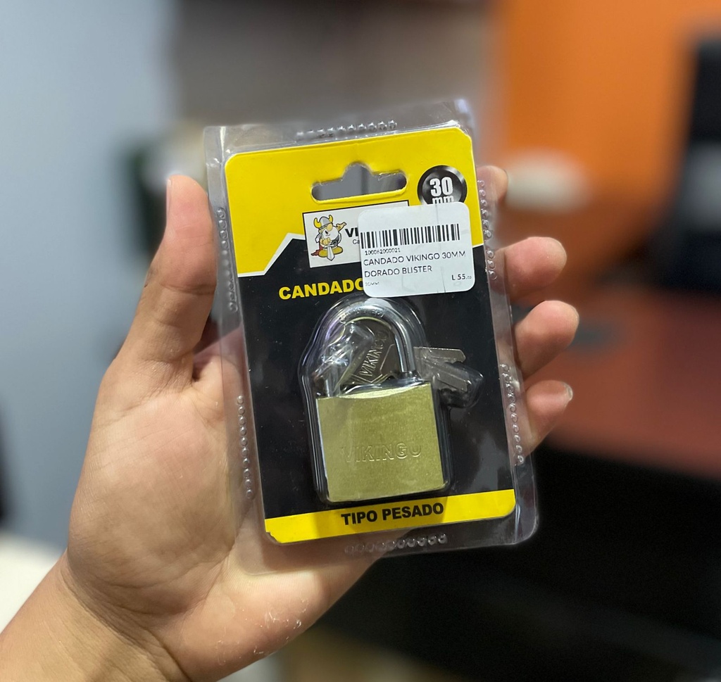 CANDADO VIKINGO 30MM DORADO BLISTER