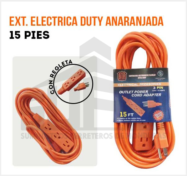 EXTENSION ELECTRICA  BTH 15FT NARANJA C/REGLETA 4006