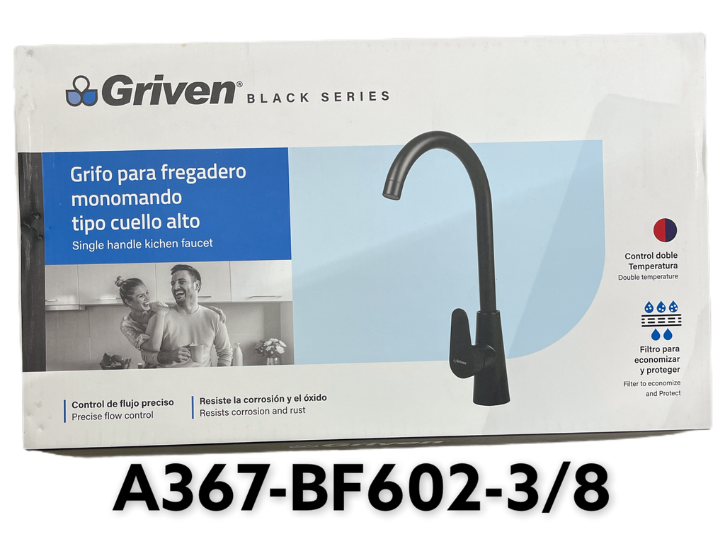 GRIFO SENCILLO P/LAVASTRATO C/ALTO NEGRO GRIVEN A367-BF602-3/8