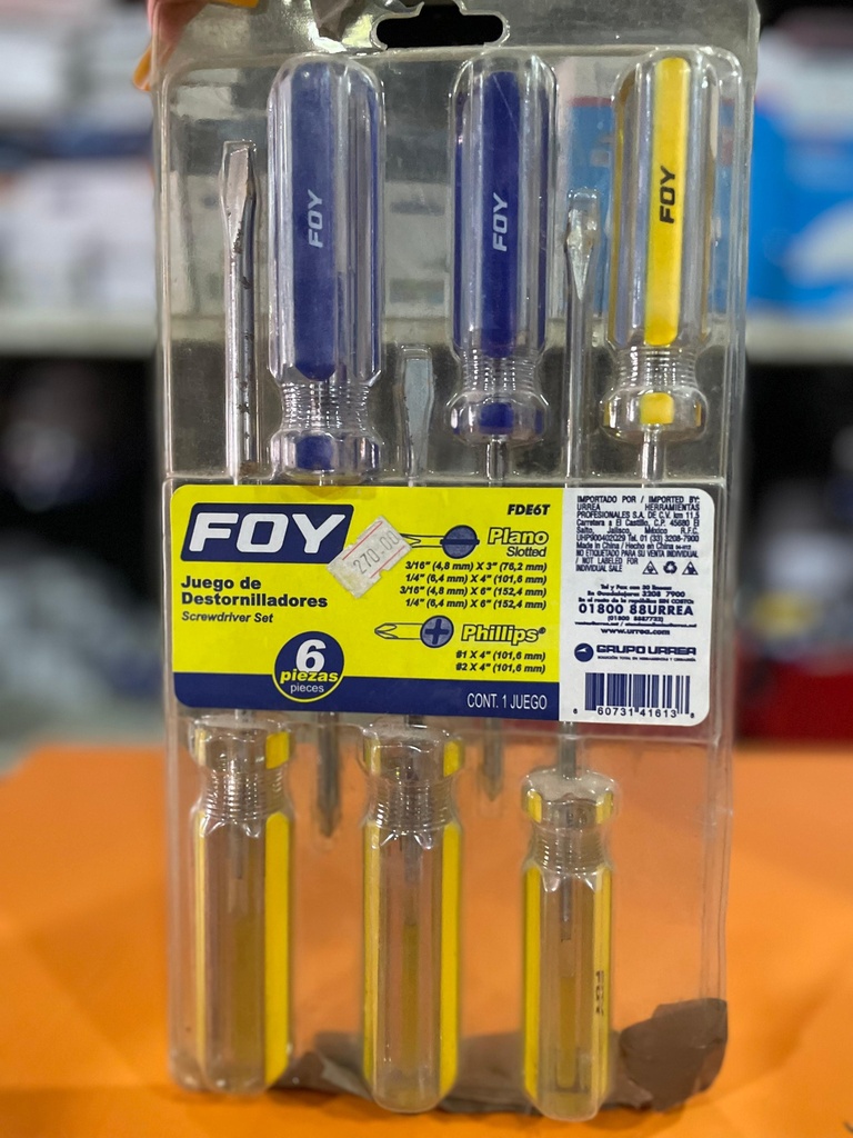 JUEGO DE DESARMADORES 6 PZS FOY
