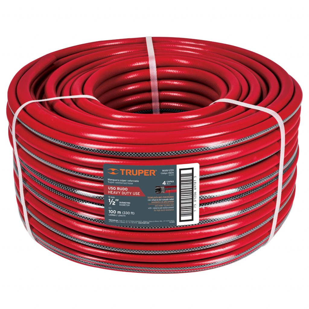 MANGUERA ROJA 1/2 SUPER REFORZADA MAN-1/2X TRUPER 19874