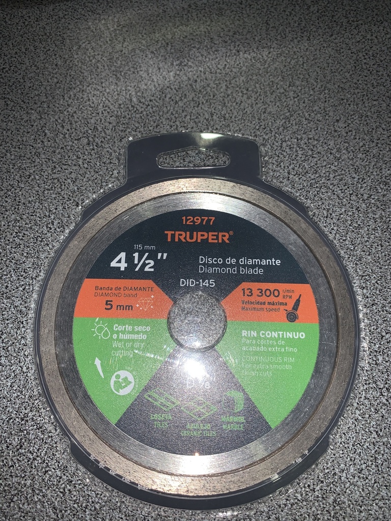 DISCO DIAMANTE PARA CONCRETO  4-1/2 TRUPER 12977