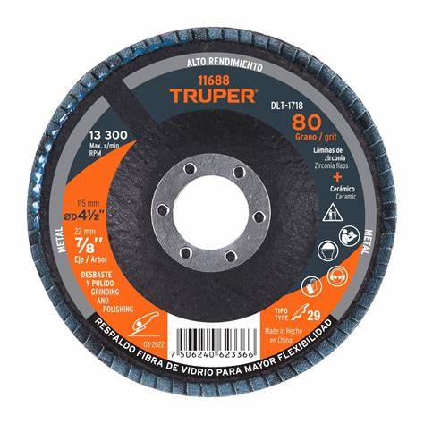 DISCO DE LIJA 4-1/2 80 PARA ACABADOS TRUPER 11688