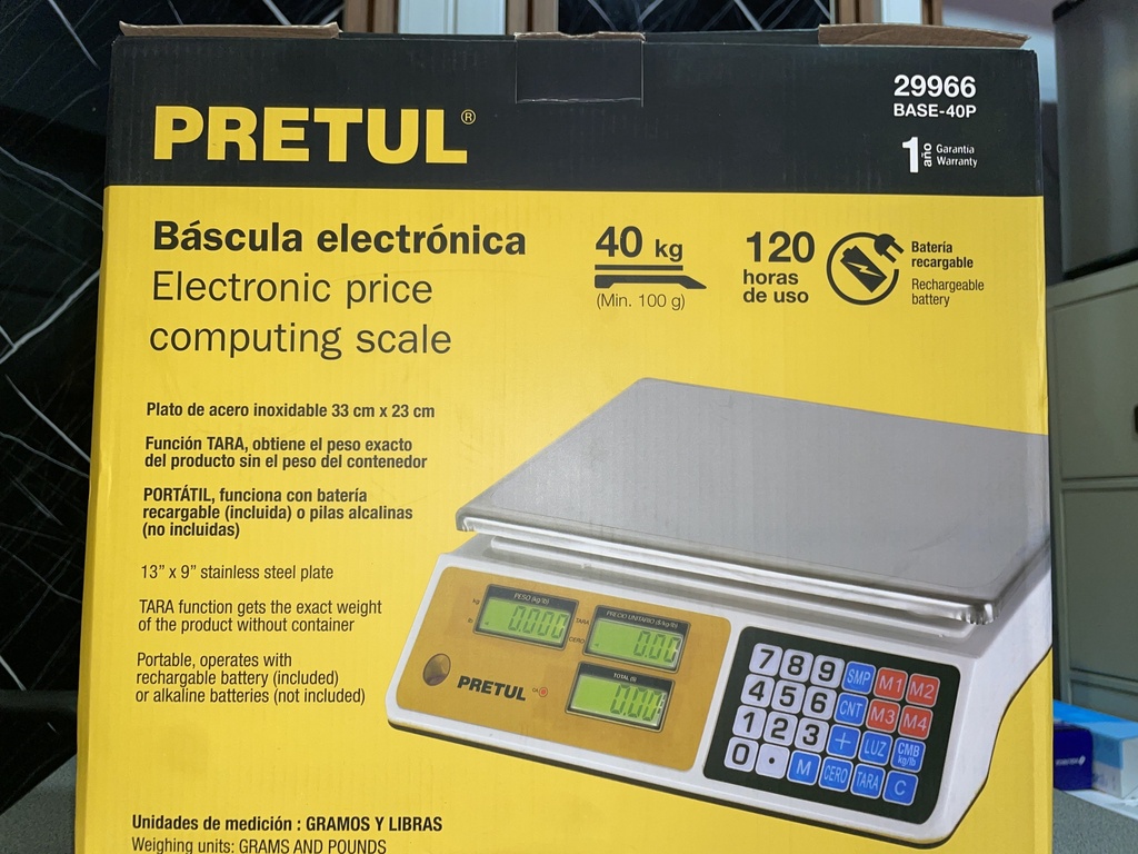 BALANZA ELECTRONICA MULTIFUNCIONAL 40KG PRETUL 29966