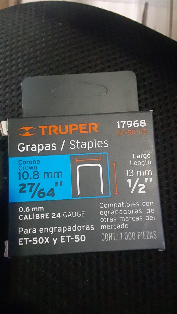 GRAPAS PARA GRAPADORA TRUPER 1/2 17968