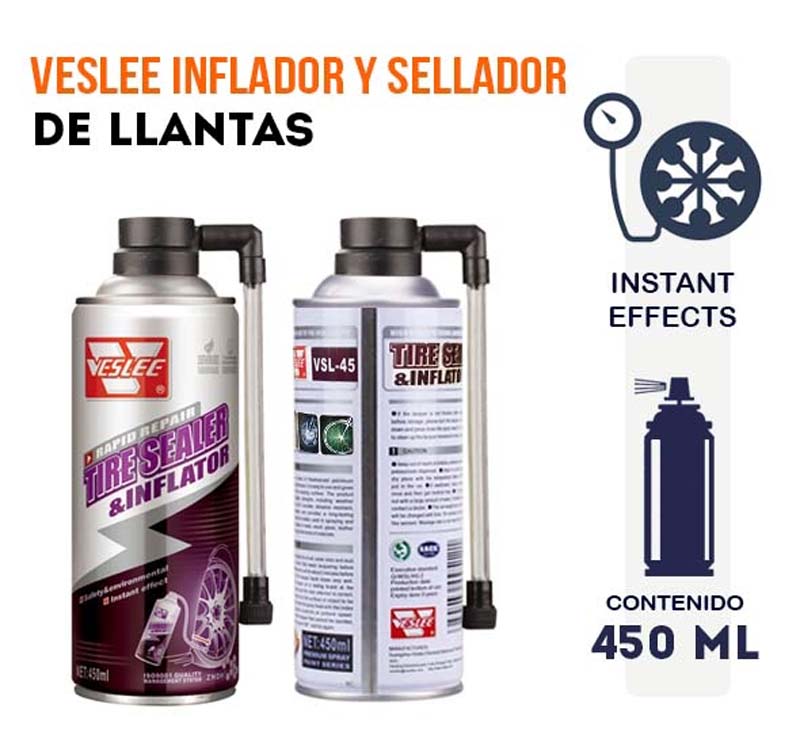 INFLADOR Y SELLADOR DE LLANTAS 450ML VESLEE 8125