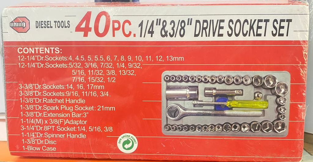 JUEGO CUBOS 40PCS  DIESEL TOOLS XL-2025 /1 CS-340 BTH-9589