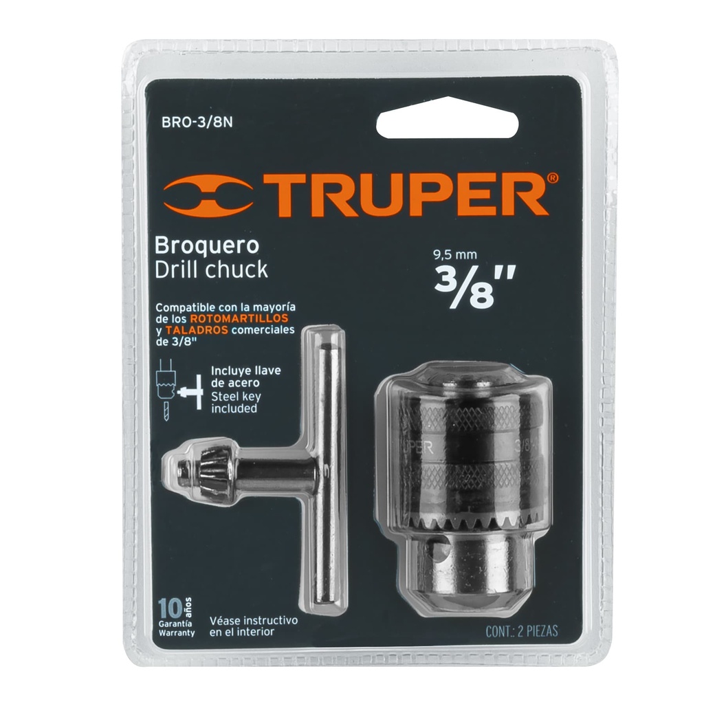 MANDRIL PARA TALADRO C/LLAVE 3/8" TRUPER