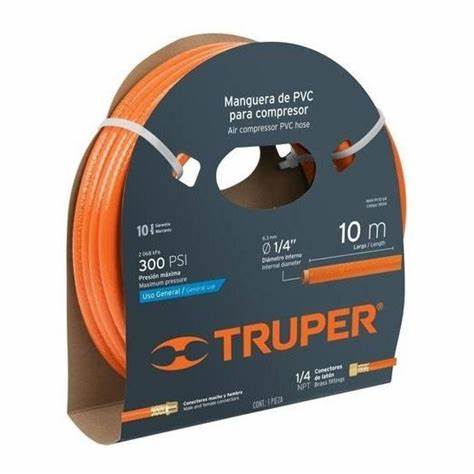 MANGUERA PARA COMPRESOR 300PSI 1/4X10MTS TRUPER 19014