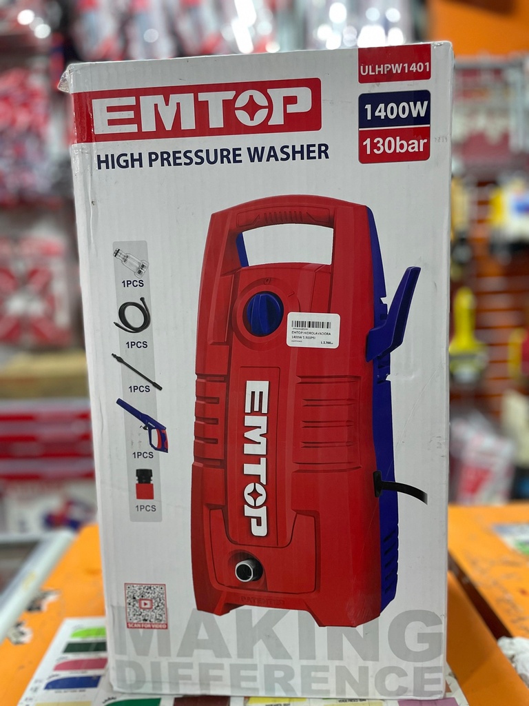 EMTOP HIDROLAVADORA 1400W 1.900PSI PROFESIONAL ULHPW1401