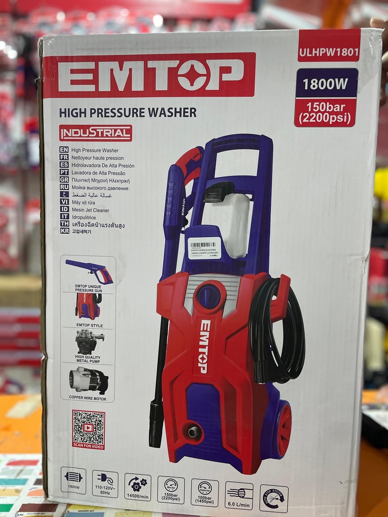 EMTOP HIDROLAVADORA 1800W 2.200PSI ULHPW1801 BTH-3218