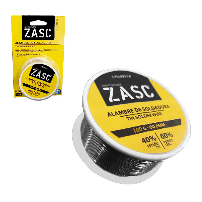 ESTAÑO ZASC ROLLO 1.0MM 100GRS SOLDER WIRE+ROSIN FE-1464