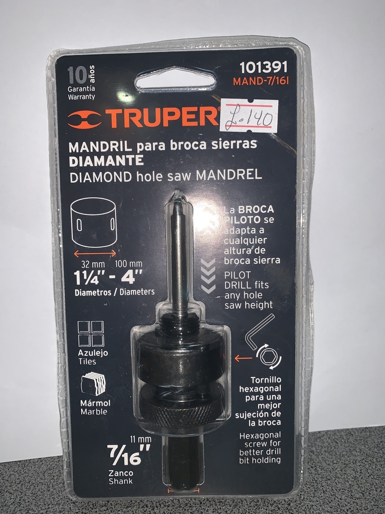 MANDRIL PARA BROCA SIERRA DIAMANTE 7/16