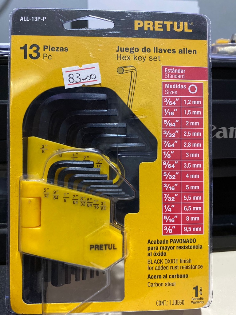  LLAVES ALLEN JUEGO DE 13 PCS