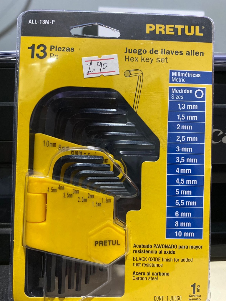  LLAVES ALLEN  JUEGO DE 13 PCS PRETUL 