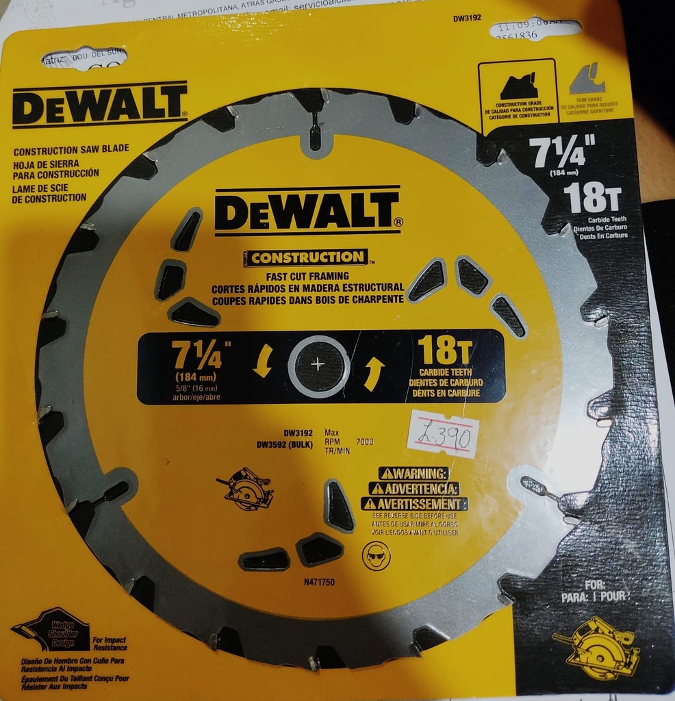 DISCO S. CIRCULAR 7.1/4 18DT DEWALT