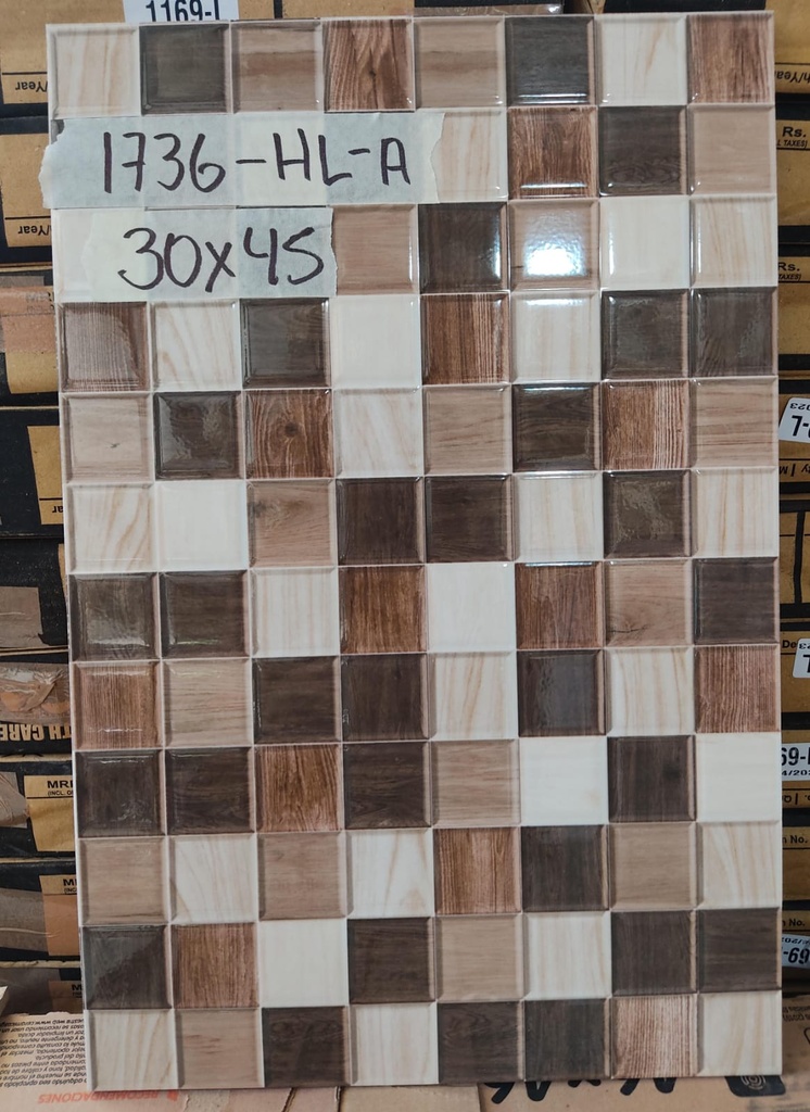 CERAMICA P/PARED 30X35 [1736-HL-A] (1METRO) CAFE CUADRICULADA