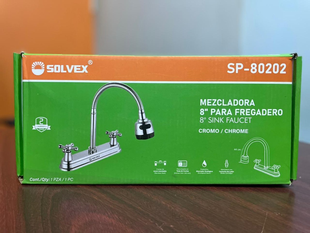 SOLVEX LLAVE P/LAVATRASTOS 8" CROMADA FLEXIBLE SP-80202
