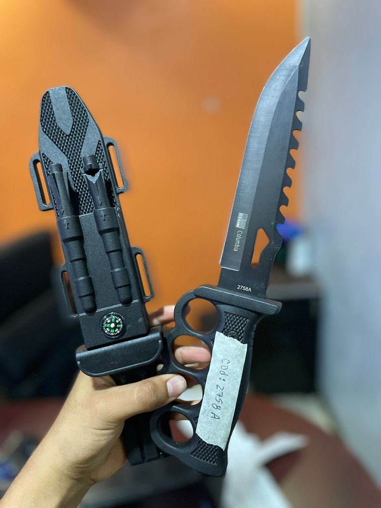 CUCHILLA NAVAJA NEGRA  CON BRUJULA 2758A