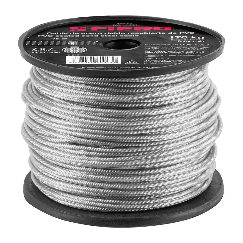 CABLE TENSOR ACERO 1/16 FIERO PVC 7X7H ROLLO CAB-1/16RX 75M 