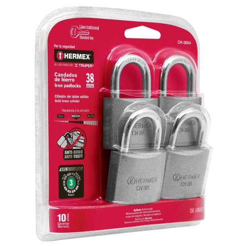 CANDADO  DE HIERRO HERMEX 38MM   4-PCS  43333