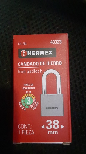 [43323] CANDADO D/HIERRO CUELLO LARGO 38MM 43323