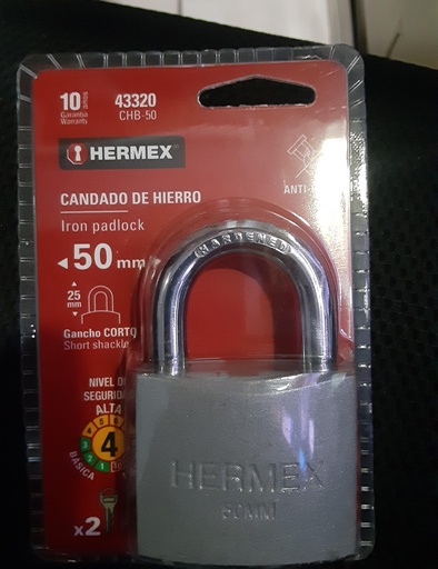 [43320] CANDADO D/HIERRO HERMEX 50MM   43320