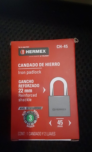 [43316] CANDADO HERMEX #45 CUELLO CORTO 43316
