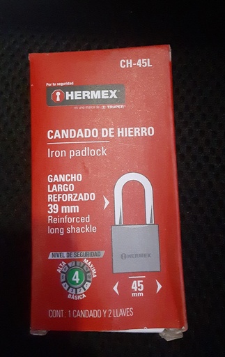 [43324] CANDADO HERMEX # 45 CUELLO LARGO 43324