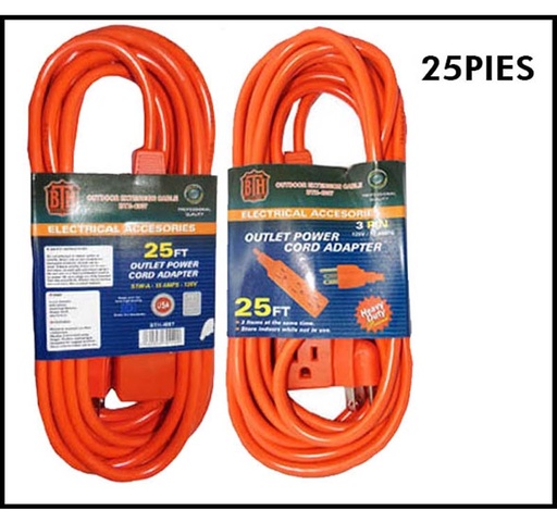 [BTH-4007] EXTENSION ELECTRICA  BTH 25FT NARANJA C/REGLETA BTH-4007
