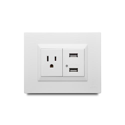 [ORION AC-98] TOMA+USB DOBLE GOLDEN WHITE ORION AC-98