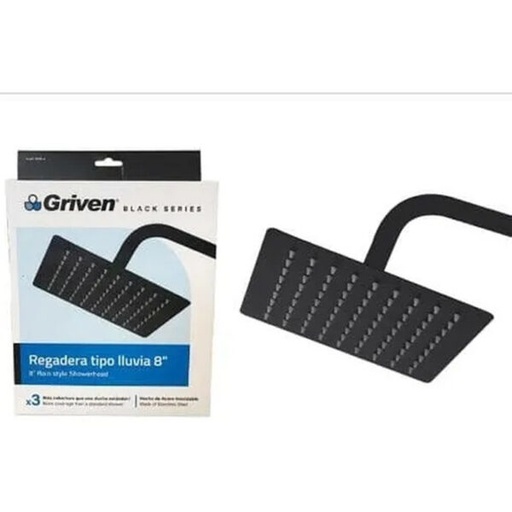[A367-SHB-4] DUCHA PARA BAÑO 8" COLOR NEGRO GRIVEN A367-SHB-4