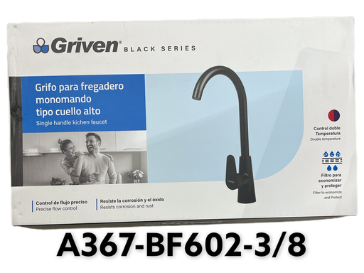 [ BF602-3/8] GRIFO SENCILLO P/LAVASTRATO C/ALTO NEGRO GRIVEN A367-BF602-3/8