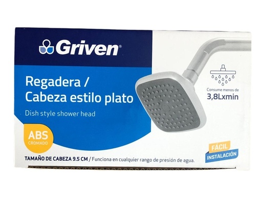 [A367-R8605] REGADERA PARA BAÑO GRIVEN CUADRADA  A367-R8605
