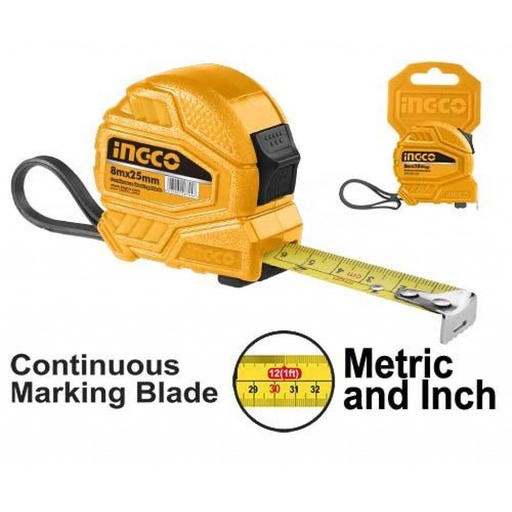 [HSMT39825] CINTA METRICA AMARILLA 8MX25MM INGCO HSMT39825