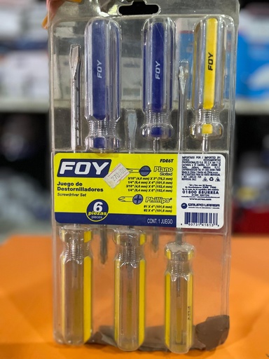 [FDE6T] JUEGO DE DESARMADORES 6 PZS FOY