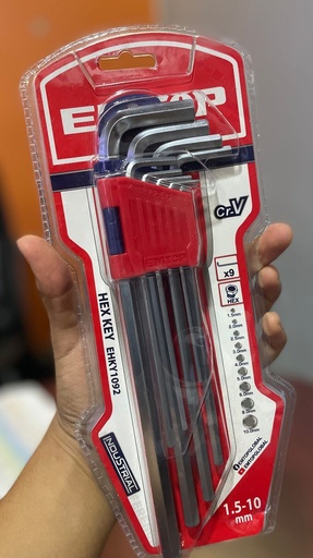 [EHKY1092] EMTOP JUEGO LLAVES ALLEN 9" 9PCS INDUS. CR-V EHKY1092