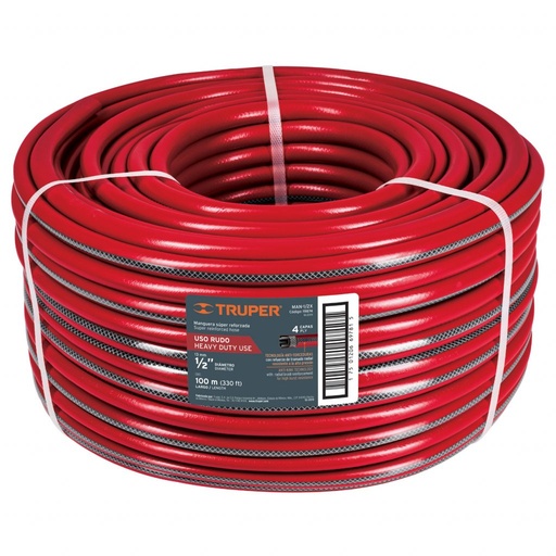 [ 19874] MANGUERA ROJA 1/2 SUPER REFORZADA MAN-1/2X TRUPER 19874