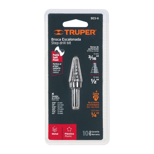 [12120] BROCA ESCALONADA PARA HIERRO 3/16 1/2 TRUPER 12120