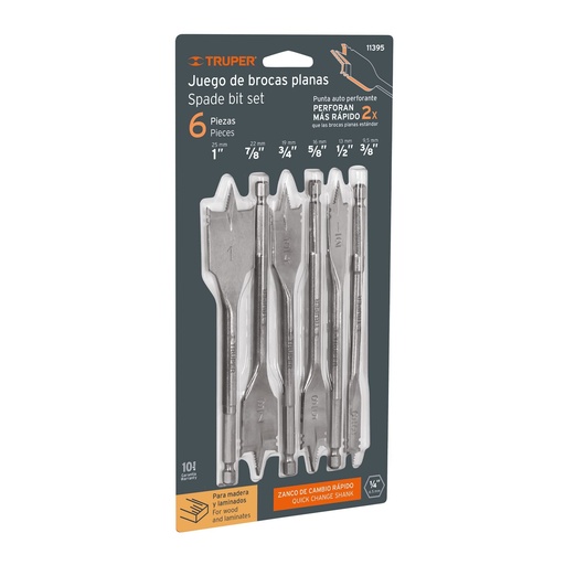 [11395] JUEGO DE BROCAS PALETA 6PCS TRUPER 11395