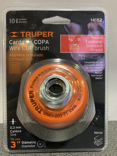 [14182] CEPILLO D/ALAMBRE 3" P/PULIDORA TRUPER  CO-508  14182