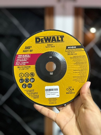 [43634] DISCO P/CORTE DE METAL 7" DEWALT DW8427