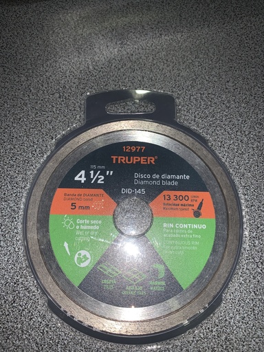 [12977] DISCO DIAMANTE PARA CONCRETO  4-1/2 TRUPER 12977