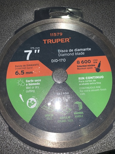 [26354] DISCO PARA CONCRETO 7'' TRUPER  LISO 11579