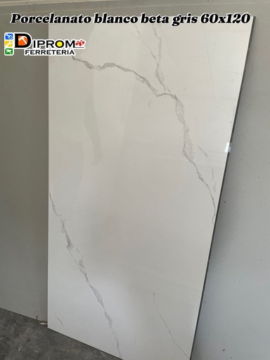 [12P035 BLANCO MARMOL] PORCELANATO BLANCO BETA GRIS 60X120 12P055 POR METRO (2 PZ CAJA 1.44M)