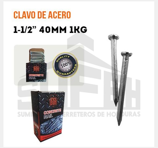 [BTH1425] CLAVO ACERO 1-1/2" CAJITA 1Kg BTH1425 